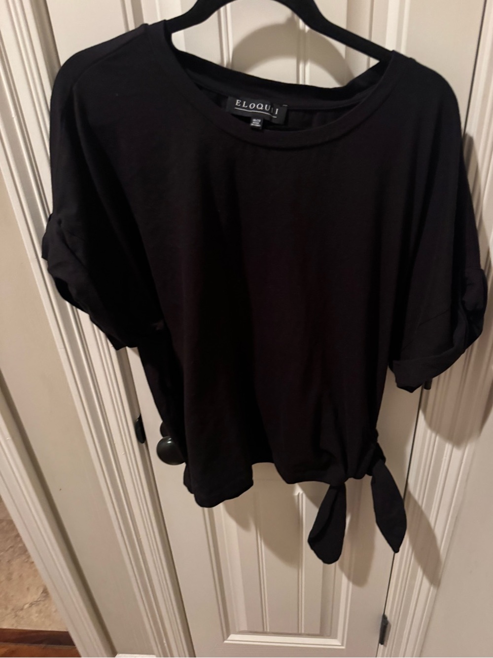 Eloquii Black Short Sleeve Tie-Front Tee